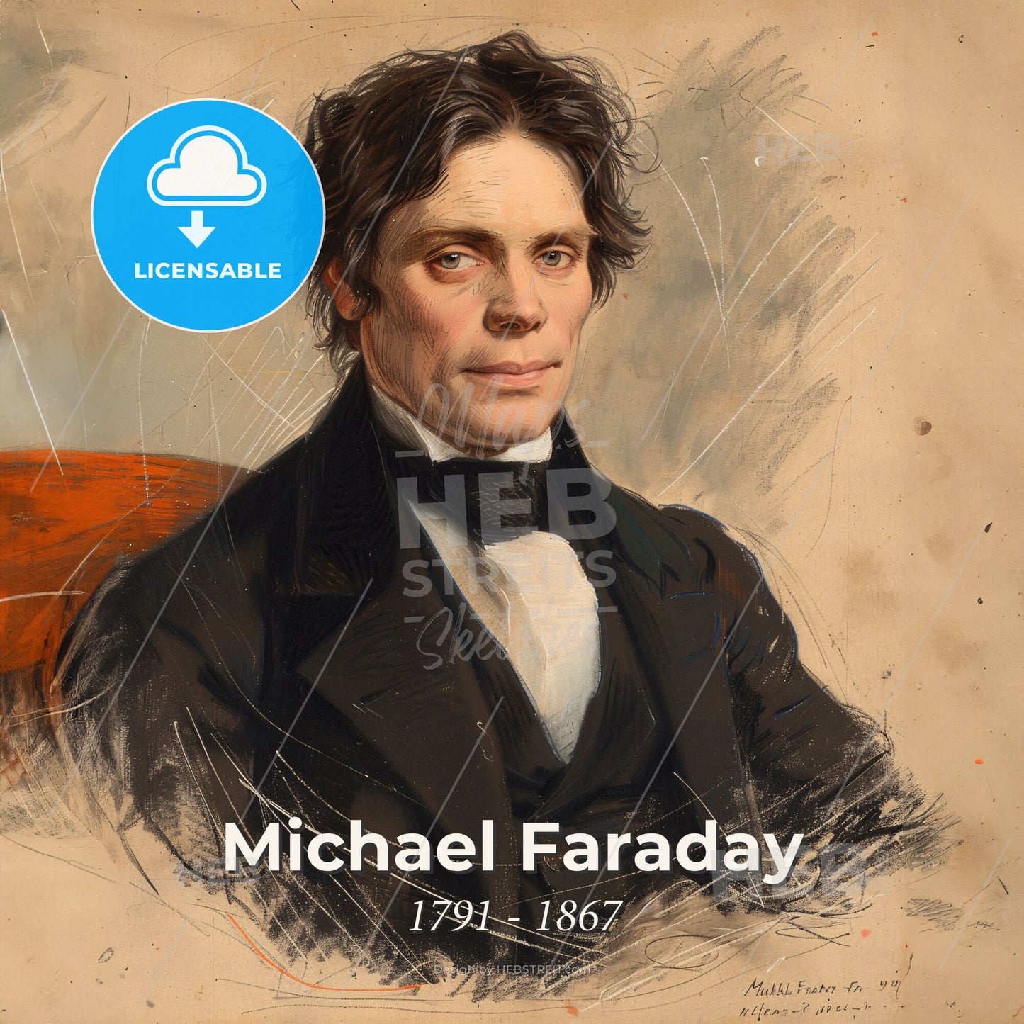 Michael Faraday, 1791 - 1867, British scientist - A Man In A Suit Print Template