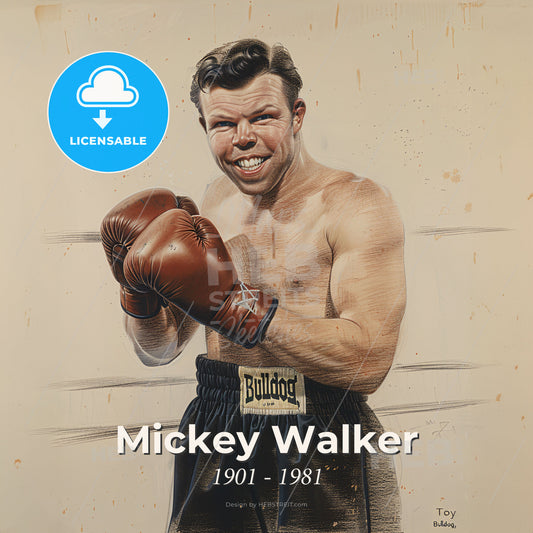 Mickey Walker, 1901 - 1981, American middleweight and welterweight boxer - A Man Wearing Boxing Gloves Print Template