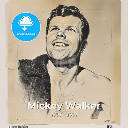 Mickey Walker, 1901 - 1981, American middleweight and welterweight boxer - A Drawing Of A Man Smiling Print Template