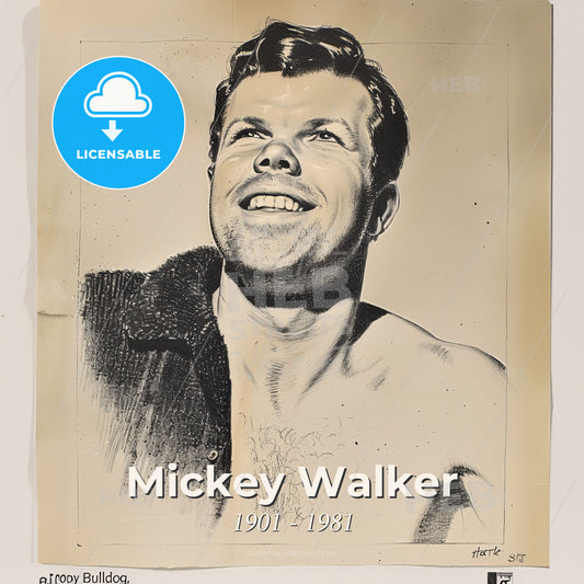 Mickey Walker, 1901 - 1981, American middleweight and welterweight boxer - A Drawing Of A Man Smiling Print Template