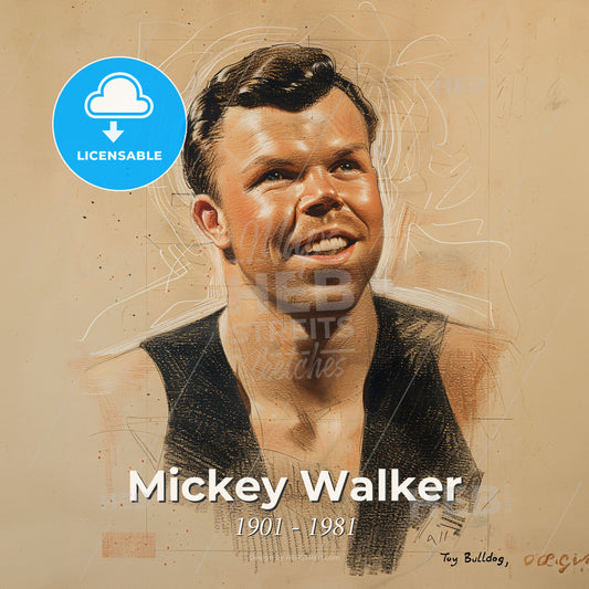 Mickey Walker, 1901 - 1981, American middleweight and welterweight boxer - A Drawing Of A Man Print Template