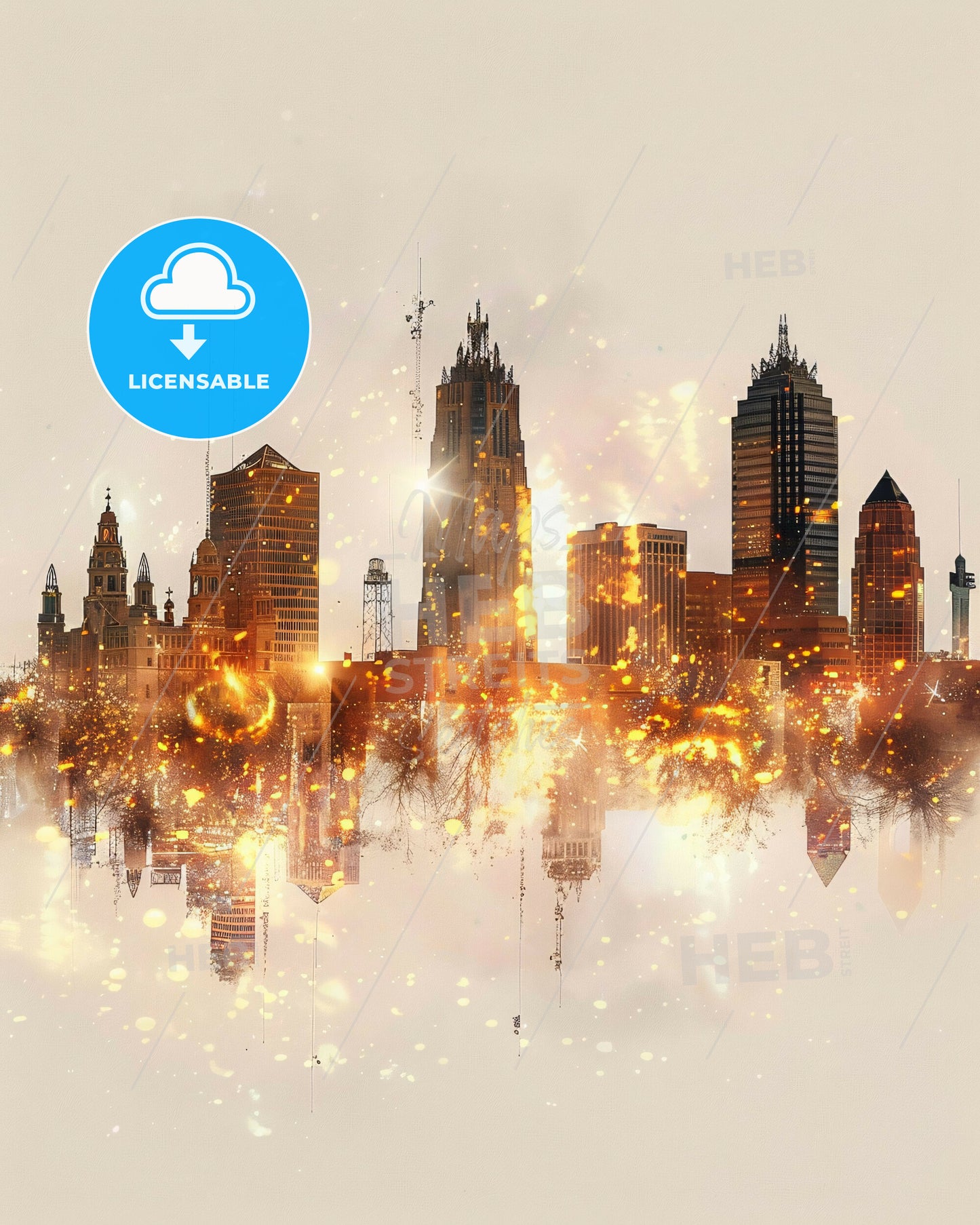 Midland Cityscape Art: Local Hues, Sparkling Night - A city skyline with lights