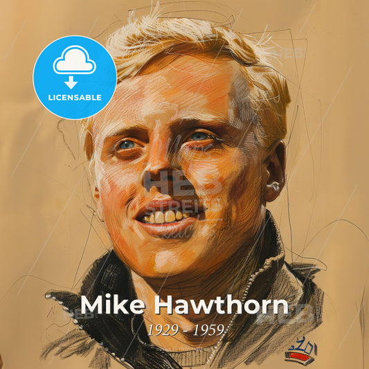 Mike Hawthorn, 1929 - 1959, British racing driver - A Drawing Of A Man Print Template