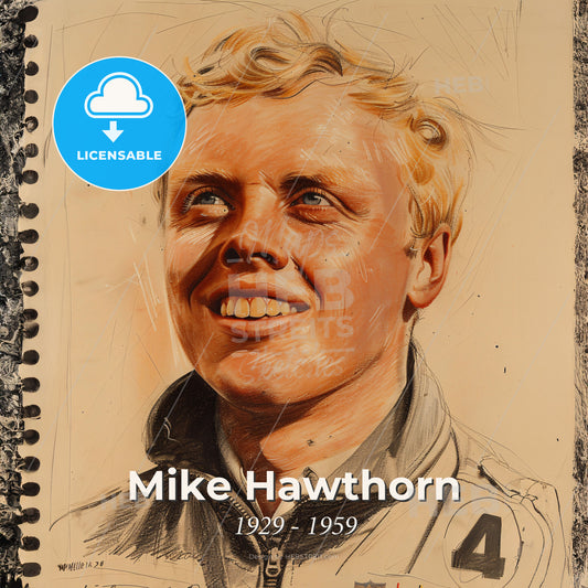 Mike Hawthorn, 1929 - 1959, British racing driver - A Drawing Of A Man Print Template