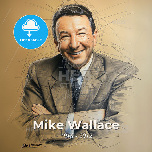 Mike Wallace, 1918 - 2012, American journalist and TV host - A Man In A Suit With His Arms Crossed Print Template