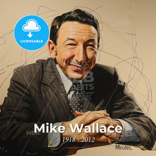 Mike Wallace, 1918 - 2012, American journalist and TV host - A Man In A Suit And Tie Print Template