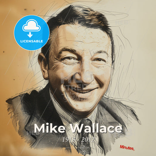 Mike Wallace, 1918 - 2012, American journalist and TV host - A Drawing Of A Man Smiling Print Template