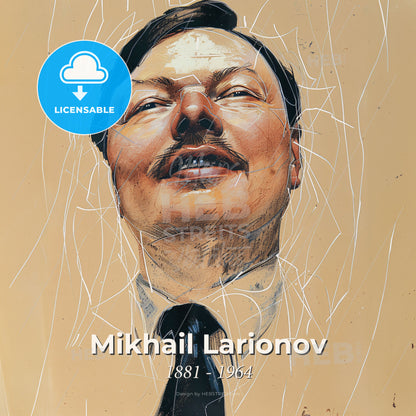 Mikhail Larionov, 1881 - 1964, Russian painter - A Man With A Mustache And Tie Print Template