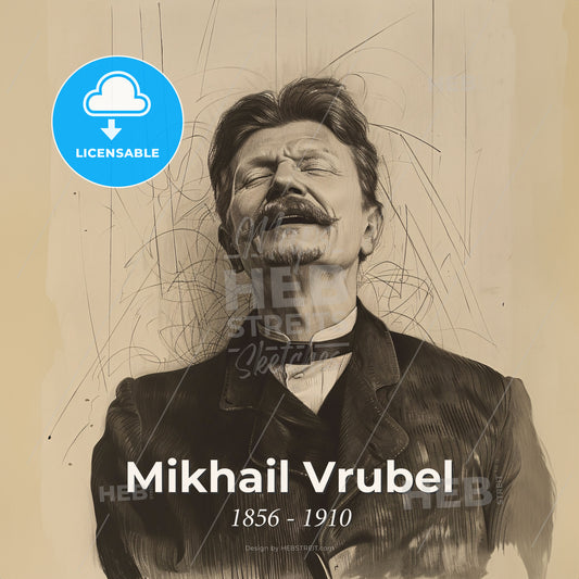 Mikhail Vrubel, 1856 - 1910, Russian painter and sculptor - A Man With A Mustache And A Mustache Print Template