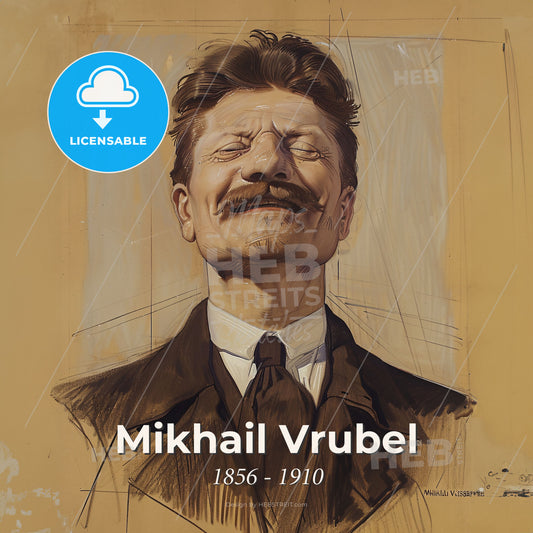 Mikhail Vrubel, 1856 - 1910, Russian painter and sculptor - A Man With A Mustache Print Template