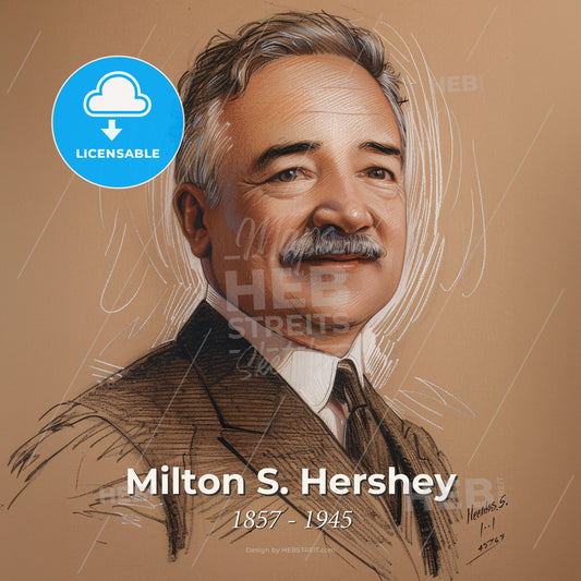 Milton S. Hershey, 1857 - 1945, American chocolatier - A Drawing Of A Man With A Mustache Print Template