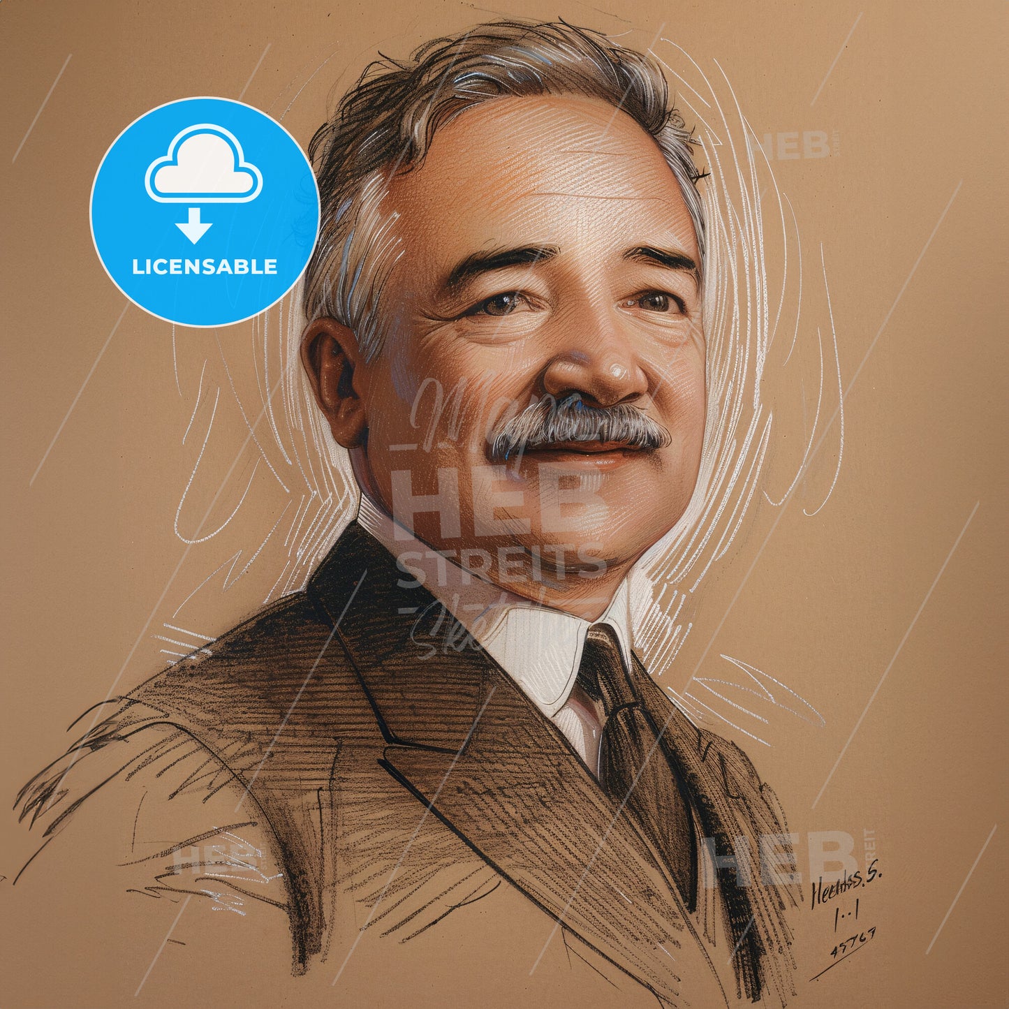 Milton S. Hershey, 1857 - 1945, American chocolatier - A Drawing Of A Man With A Mustache