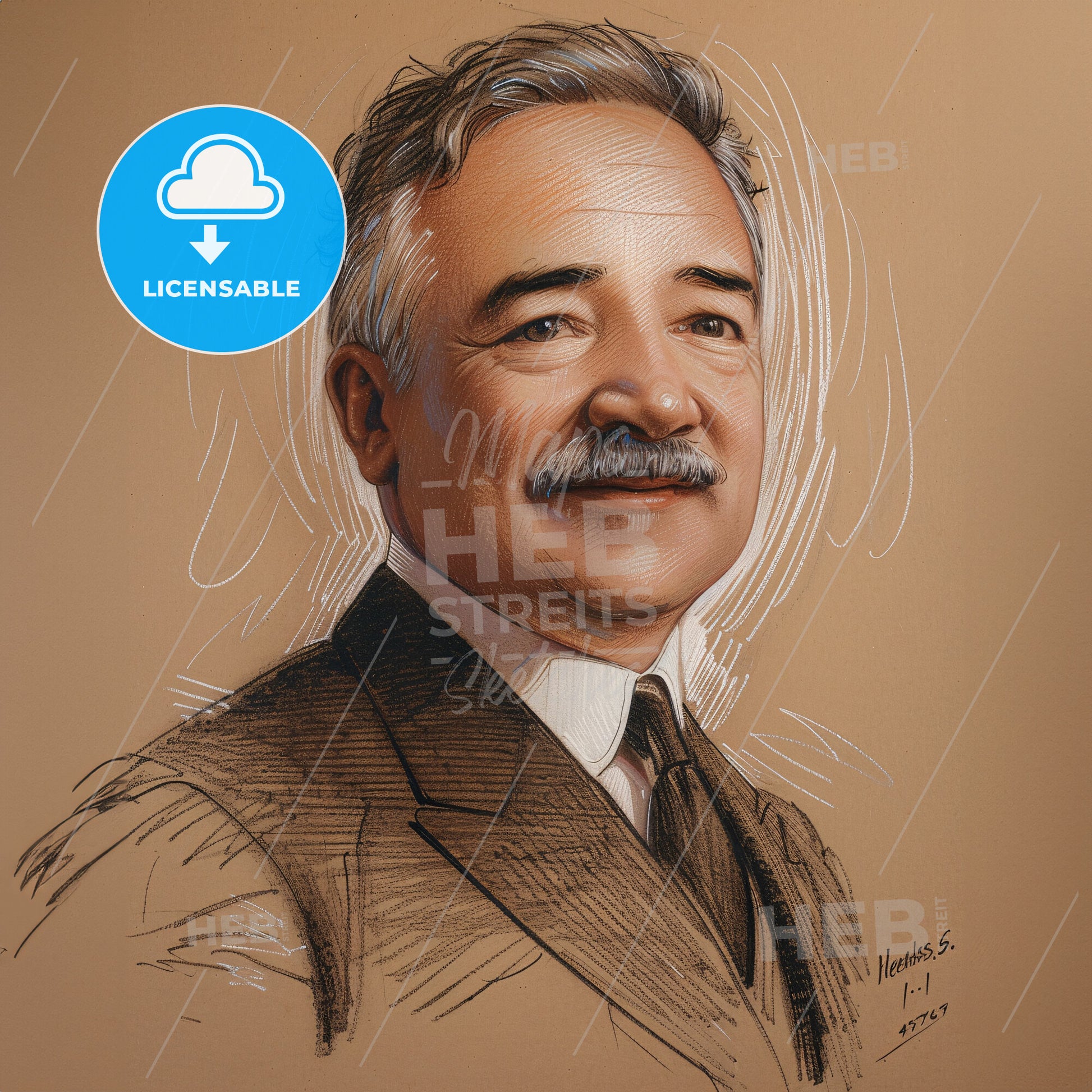 Milton S. Hershey, 1857 - 1945, American chocolatier - A Drawing Of A Man With A Mustache
