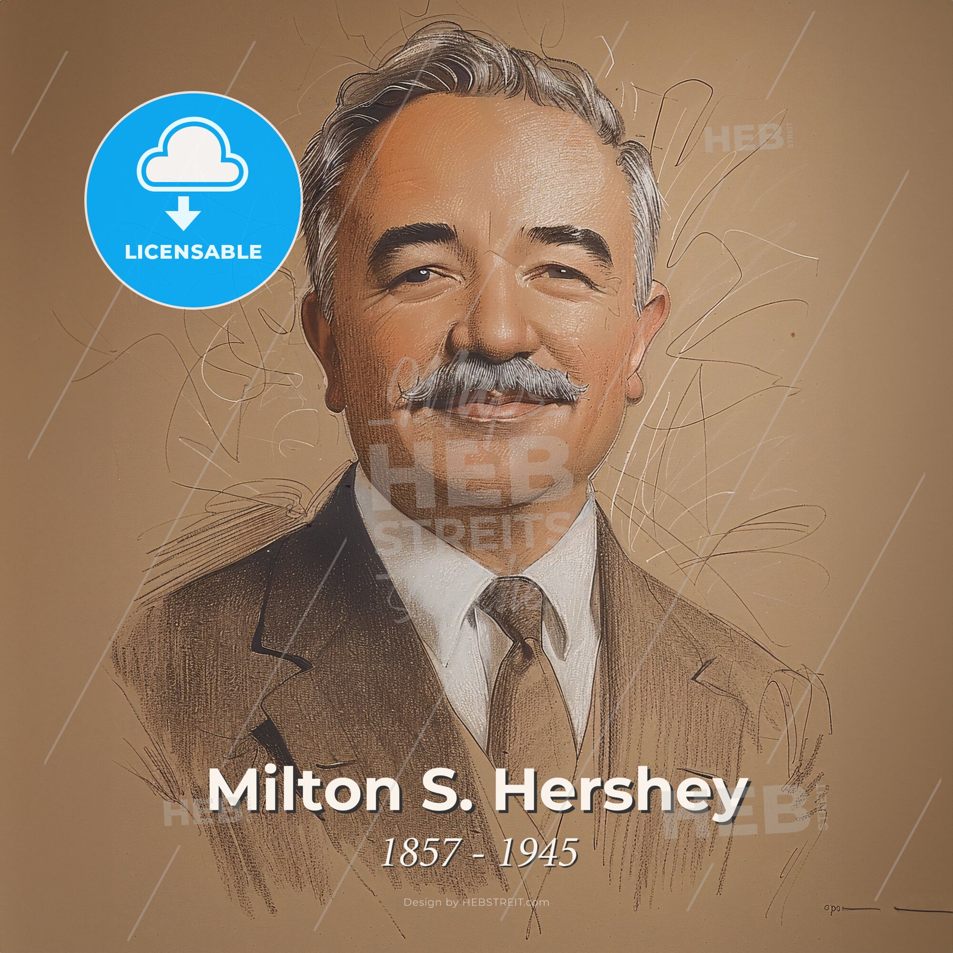 Milton S. Hershey, 1857 - 1945, American chocolatier - A Portrait Of A Man Print Template