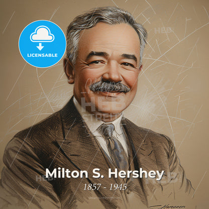 Milton S. Hershey, 1857 - 1945, American chocolatier - A Man With A Mustache Wearing A Suit And Tie Print Template