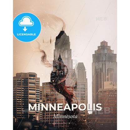 Minneapolis Skyline Symphony of Light and Architecture - A city with a tall building - Square format print template