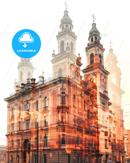 Minsk Belarus Abstract Cityscape Skyline Poster Art - A double exposure of a building