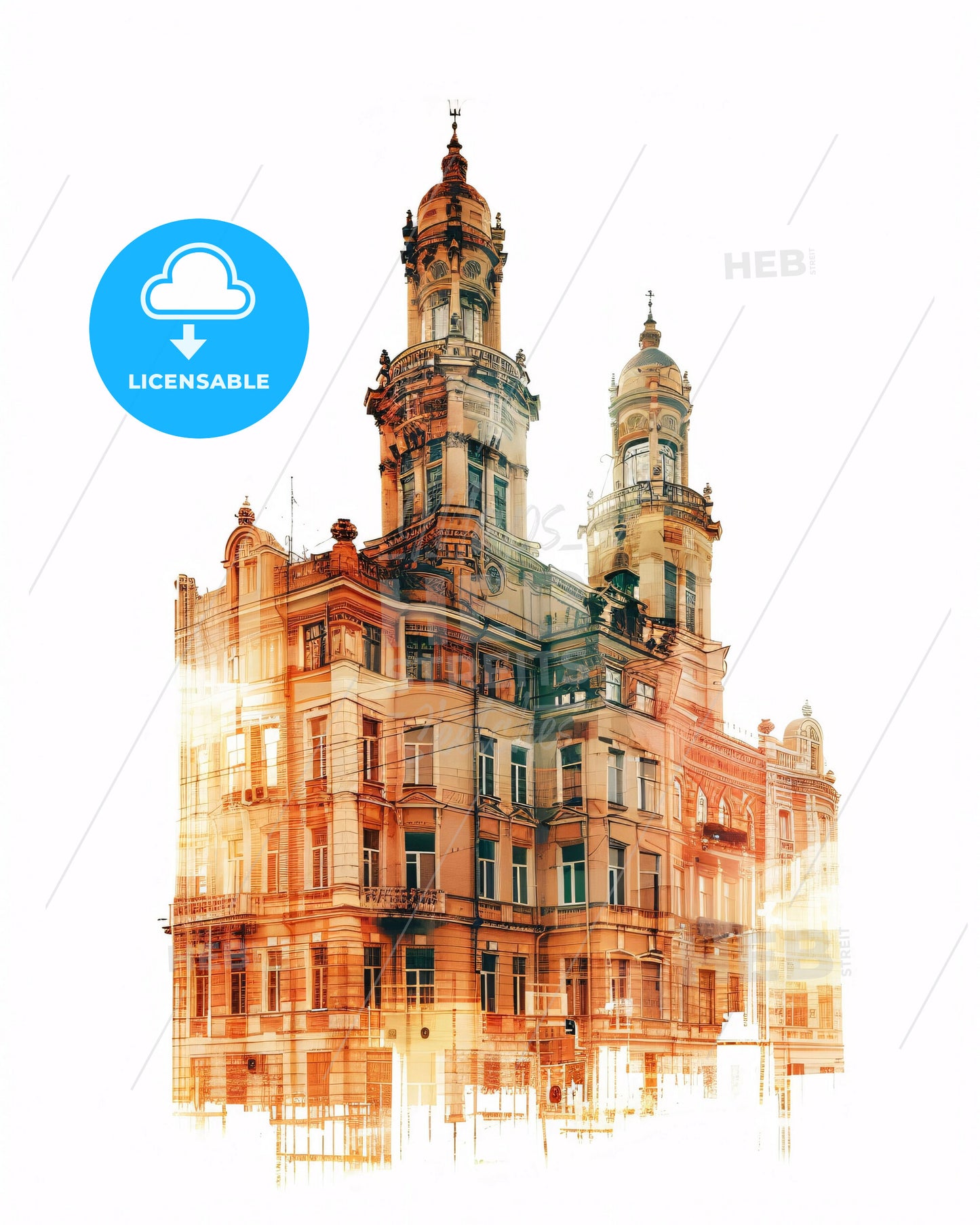 Minsk Belarus Skyline Cityscape Poster Art Bright Beige - A double exposure of a building
