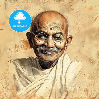 Mohandas Karamchand Gandhi, 1869 - 1948, Indian nationalist and reformer - A Man Wearing Round Glasses And A White Robe