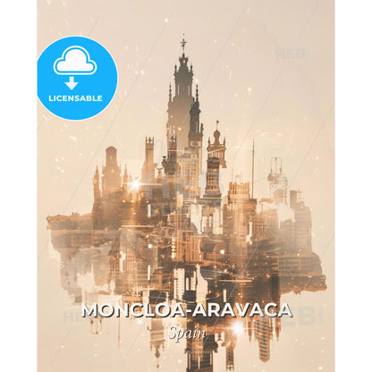 Moncloa-Aravaca Skyline Minimalist Poster Art - A city with many buildings - Square format print template