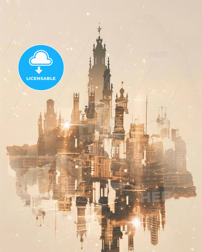 Moncloa-Aravaca Skyline Minimalist Poster Art - A city with many buildings