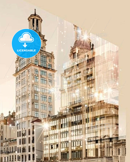 Montevideo City Dreamscape Poster Art - A couple of tall buildings