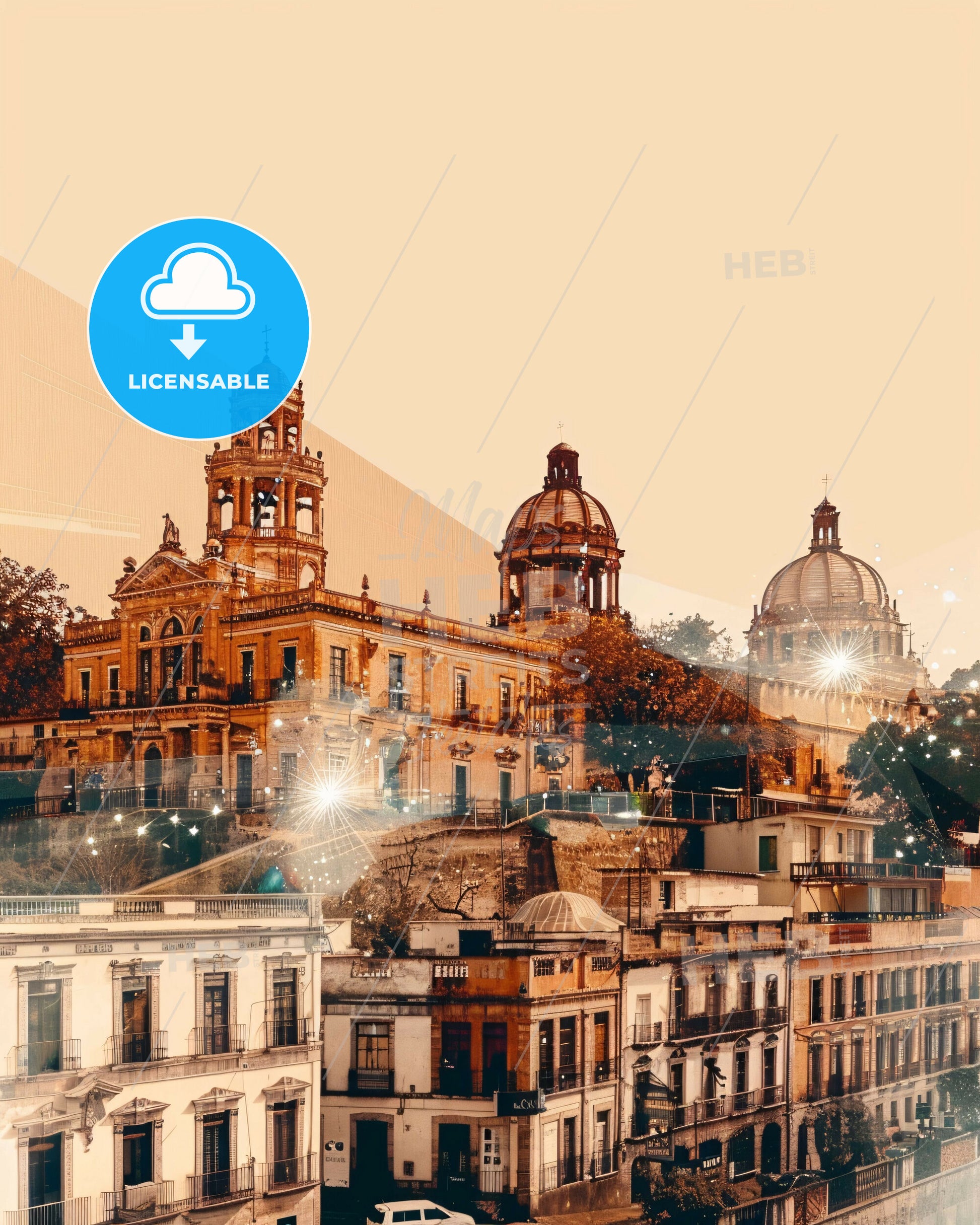 Morelia City Skyline in Double Exposure - A city with many buildings