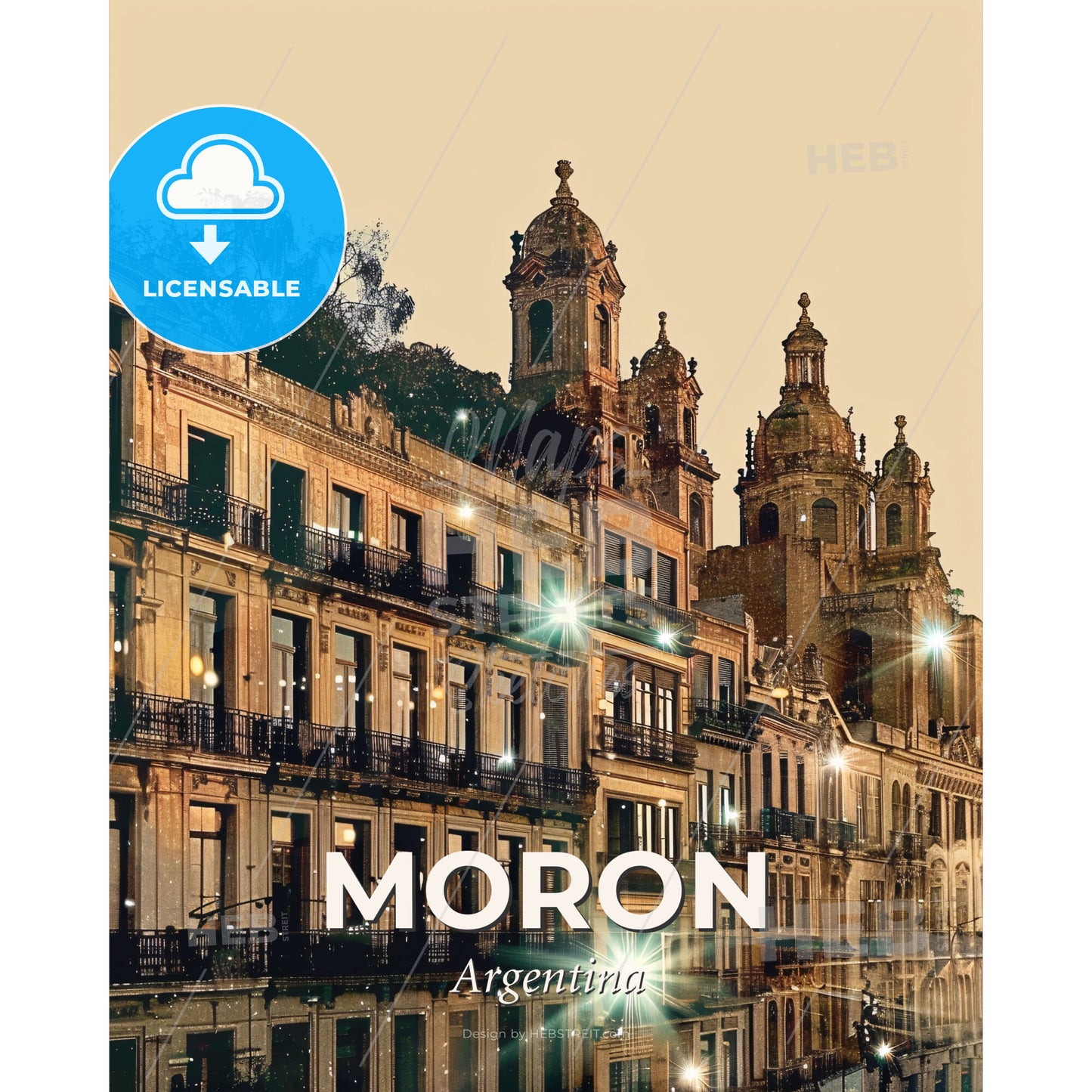 Moron: Architectural Beauty, Double Exposure Delight - A building with many windows and a building with a tower - Square format print template