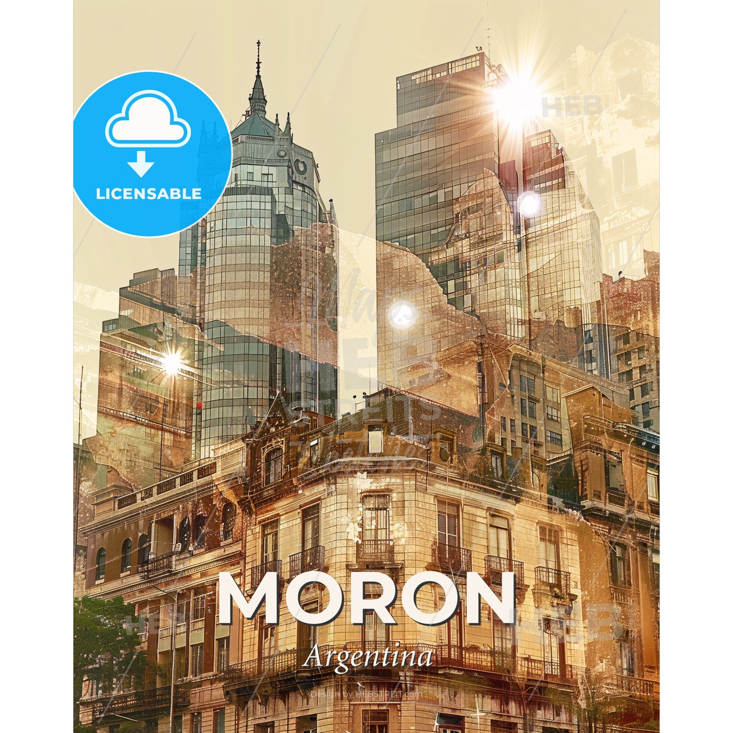 Moron, Argentina: City Skyline Wonders - A city skyline with many buildings - Square format print template
