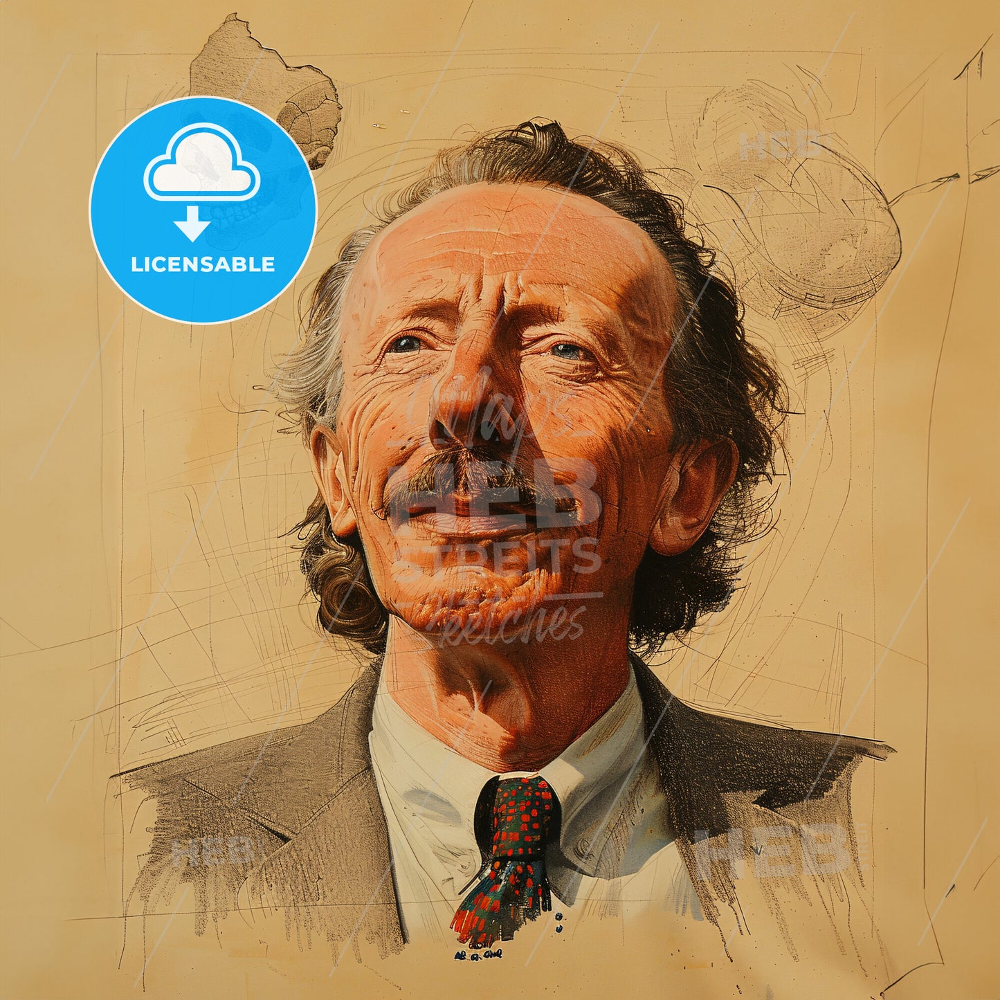 Mortimer Wheeler, 1890 - 1976, British archaeologist - A Man With A Mustache And A Tie