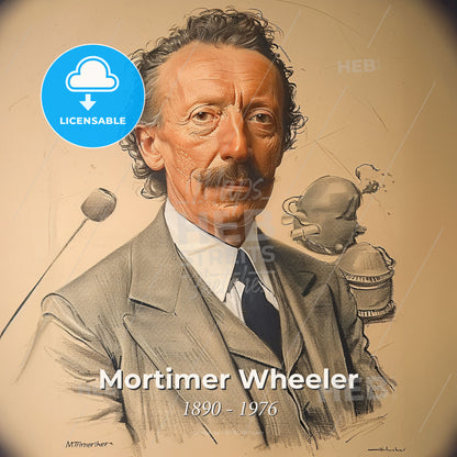 Mortimer Wheeler, 1890 - 1976, British archaeologist - A Man With A Mustache Wearing A Suit And Tie Print Template