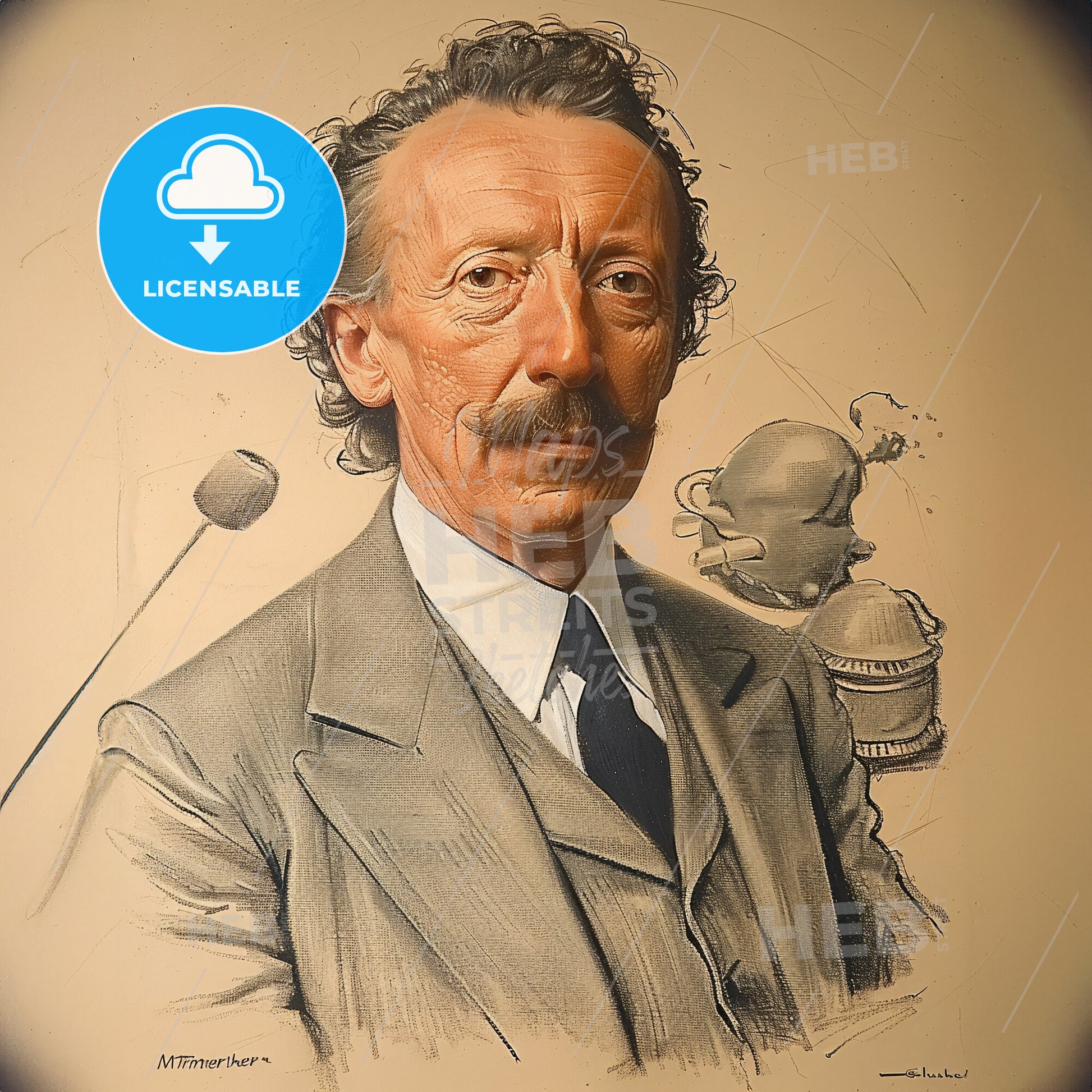 Mortimer Wheeler, 1890 - 1976, British archaeologist - A Man With A Mustache Wearing A Suit And Tie