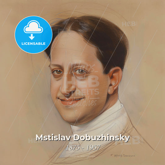 Mstislav Dobuzhinsky, 1875 - 1957, Russian painter and illustrator - A Portrait Of A Man Print Template