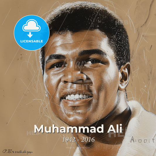 Muhammad Ali, 1942 - 2016, American boxer - A Man With Short Hair And A White Shirt Print Template
