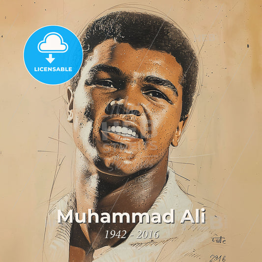 Muhammad Ali, 1942 - 2016, American boxer - A Portrait Of A Man Print Template
