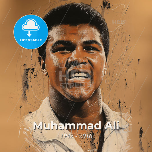 Muhammad Ali, 1942 - 2016, American boxer - A Man With Short Dark Hair Wearing A White Shirt Print Template