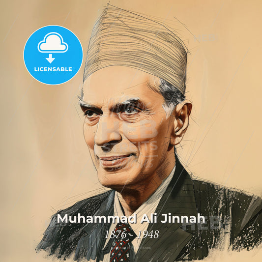 Muhammad Ali Jinnah, 1876 - 1948, Pakistani independence leader - A Man In A Suit And Tie Print Template