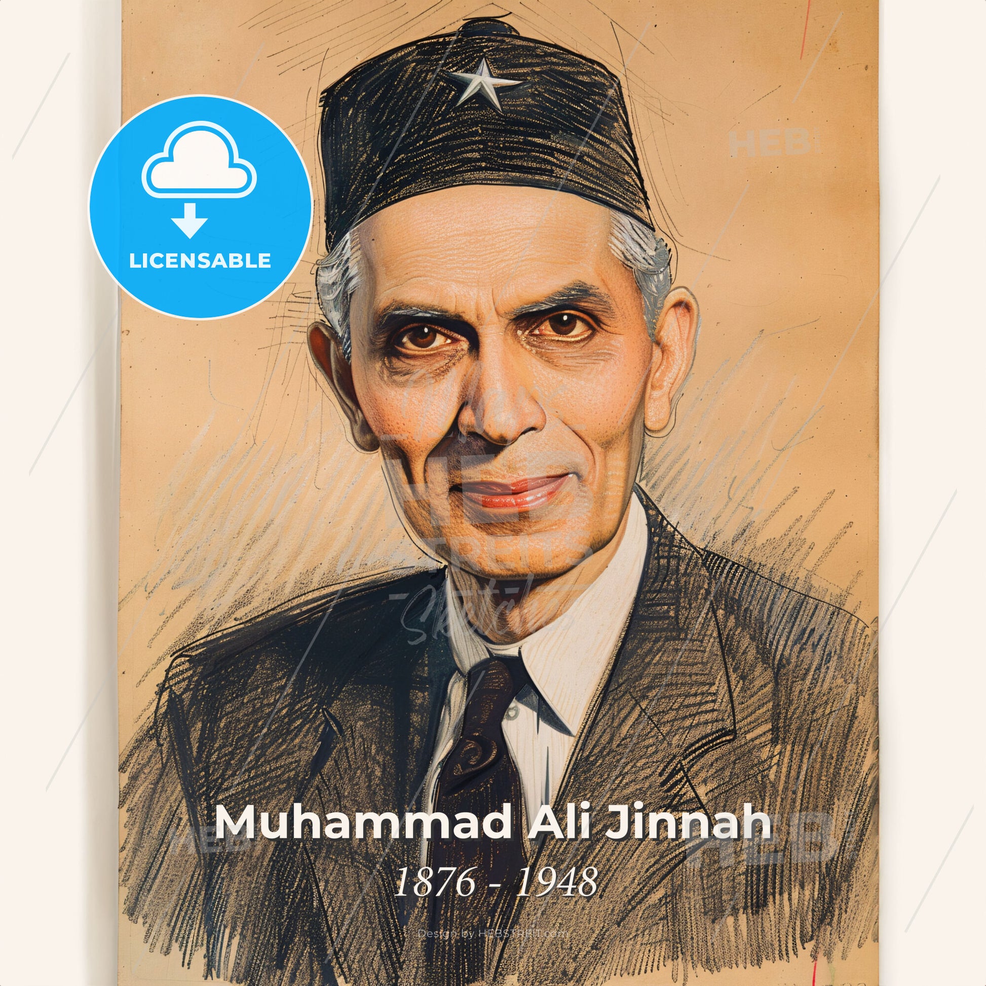 Muhammad Ali Jinnah, 1876 - 1948, Pakistani independence leader - A Man In A Suit And Tie Print Template