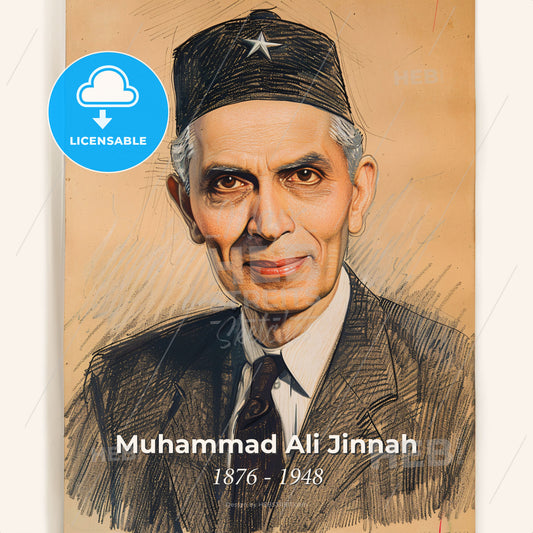 Muhammad Ali Jinnah, 1876 - 1948, Pakistani independence leader - A Man In A Suit And Tie Print Template