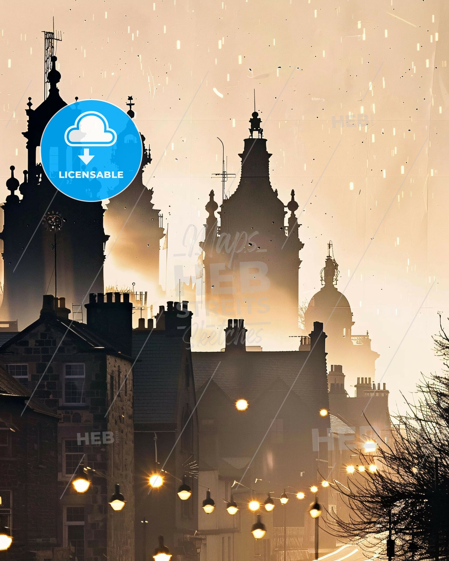 Mullingar, Ireland: A City Illuminated in Art - A city with buildings and a foggy sky