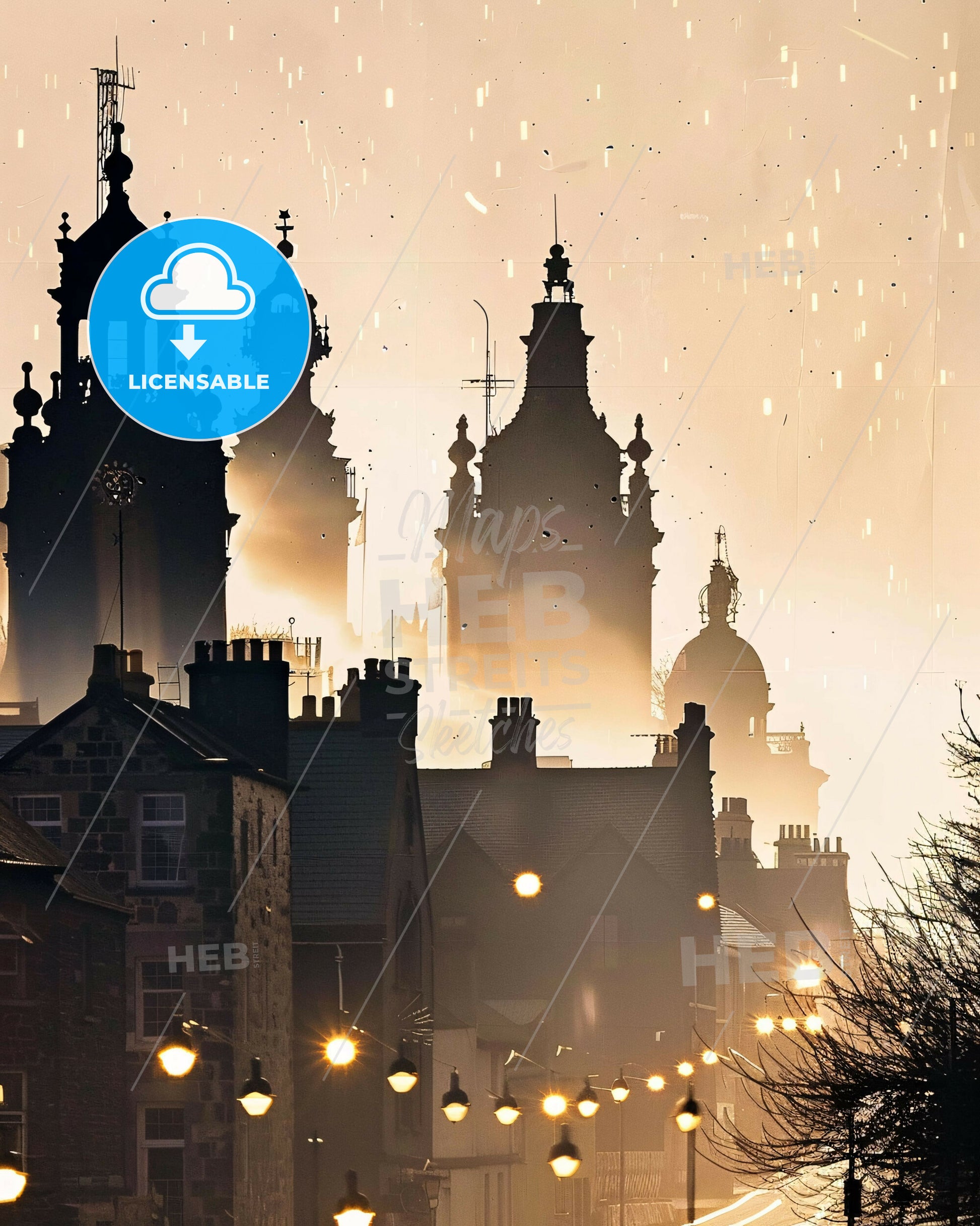 Mullingar, Ireland: A City Illuminated in Art - A city with buildings and a foggy sky