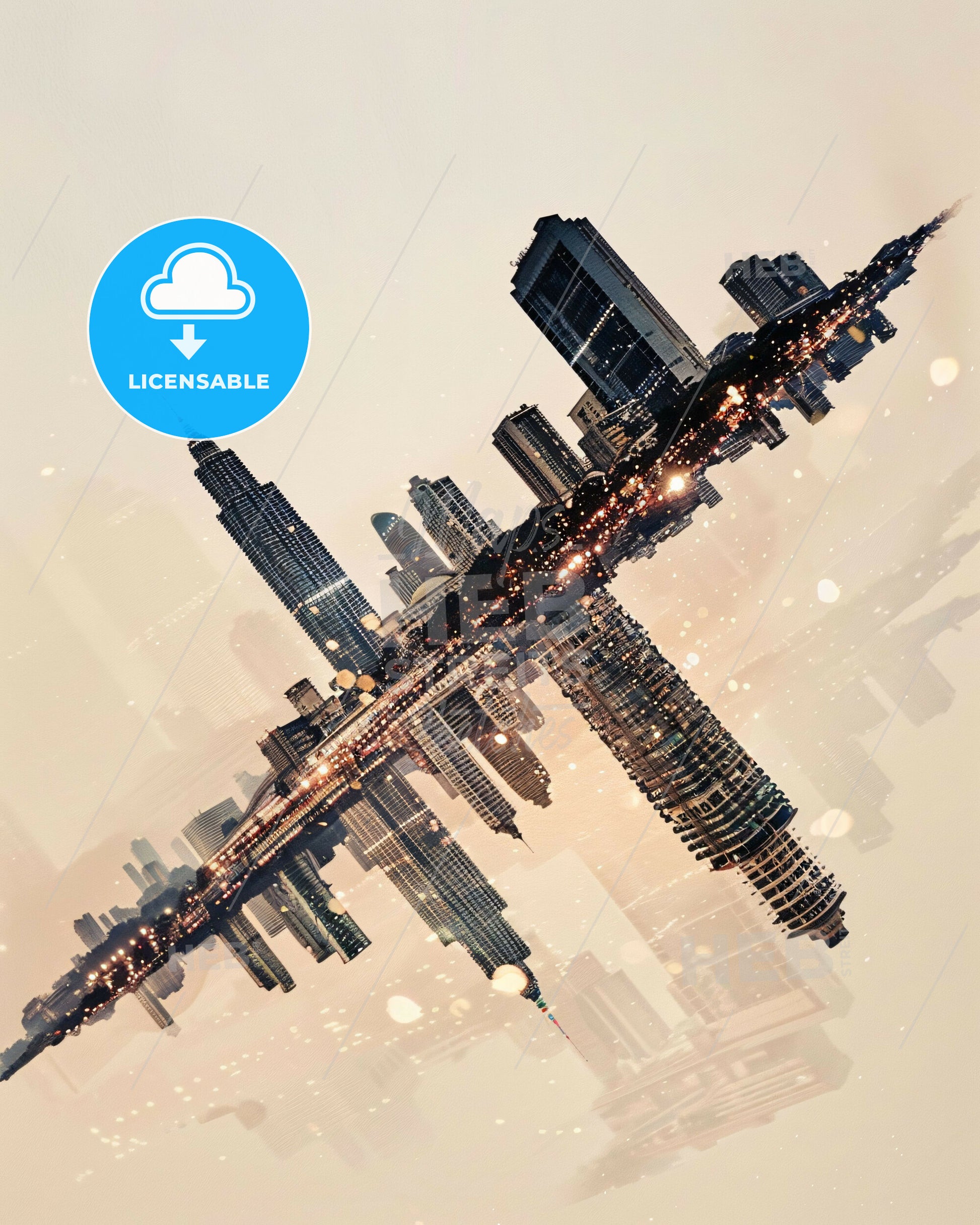 Mumbai: Double Exposure City Skyline Dream - A reflection of a city in water