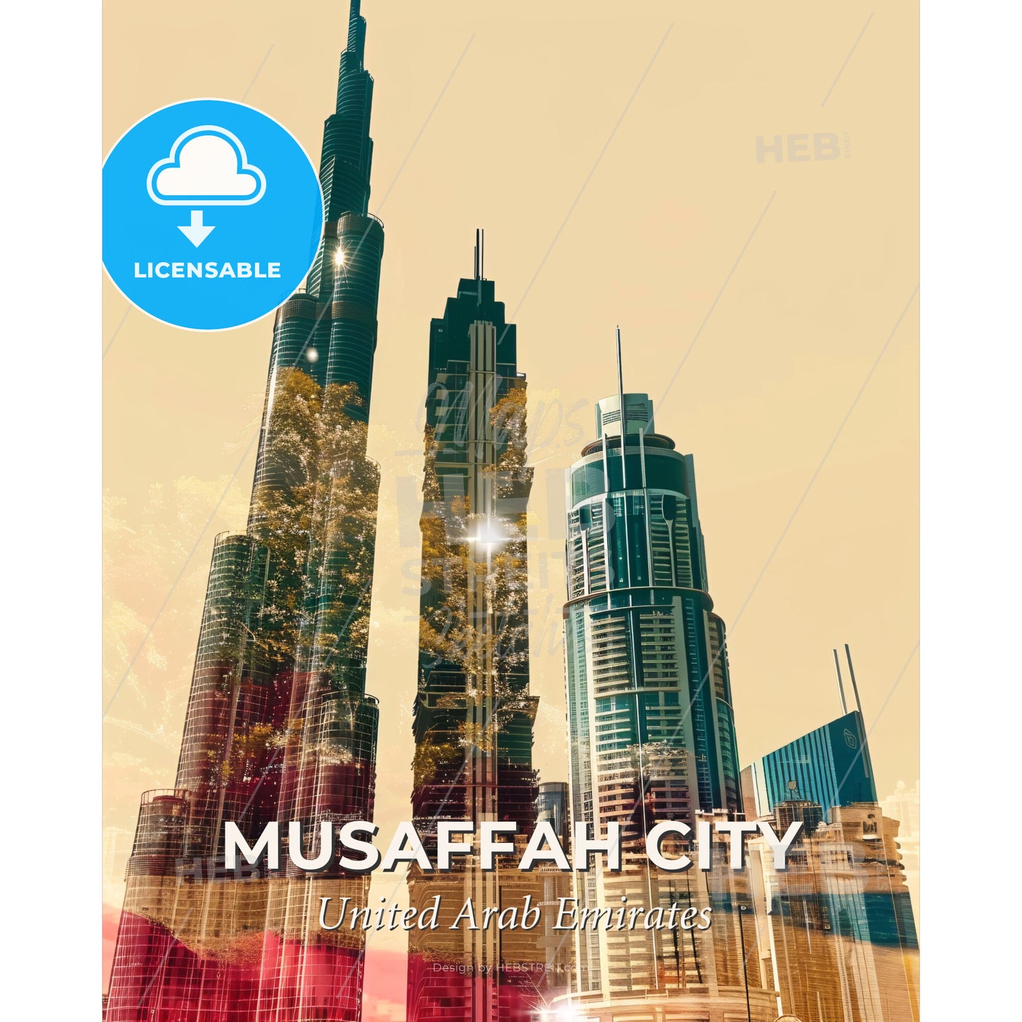 Musaffah City: The Sparkles of Dubai's Skyline - A multiple tall buildings in a city - Square format print template