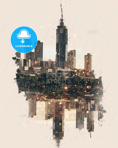 Nairobi Cityscapes Symphony Skyline - A city skyline with many buildings reflected in water