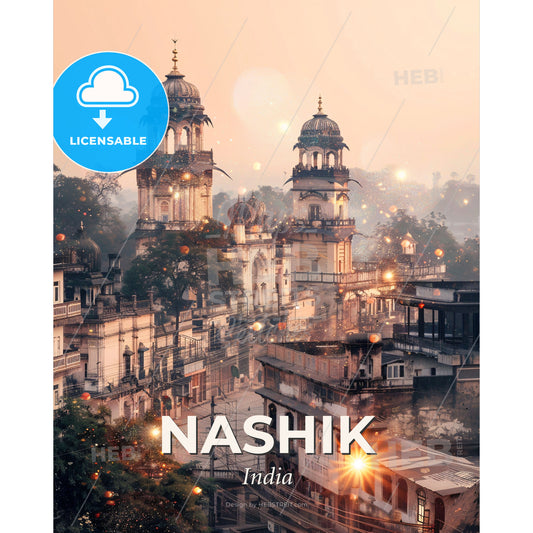 Nashik Skyline Composite Wonder - A city with many buildings - Square format print template