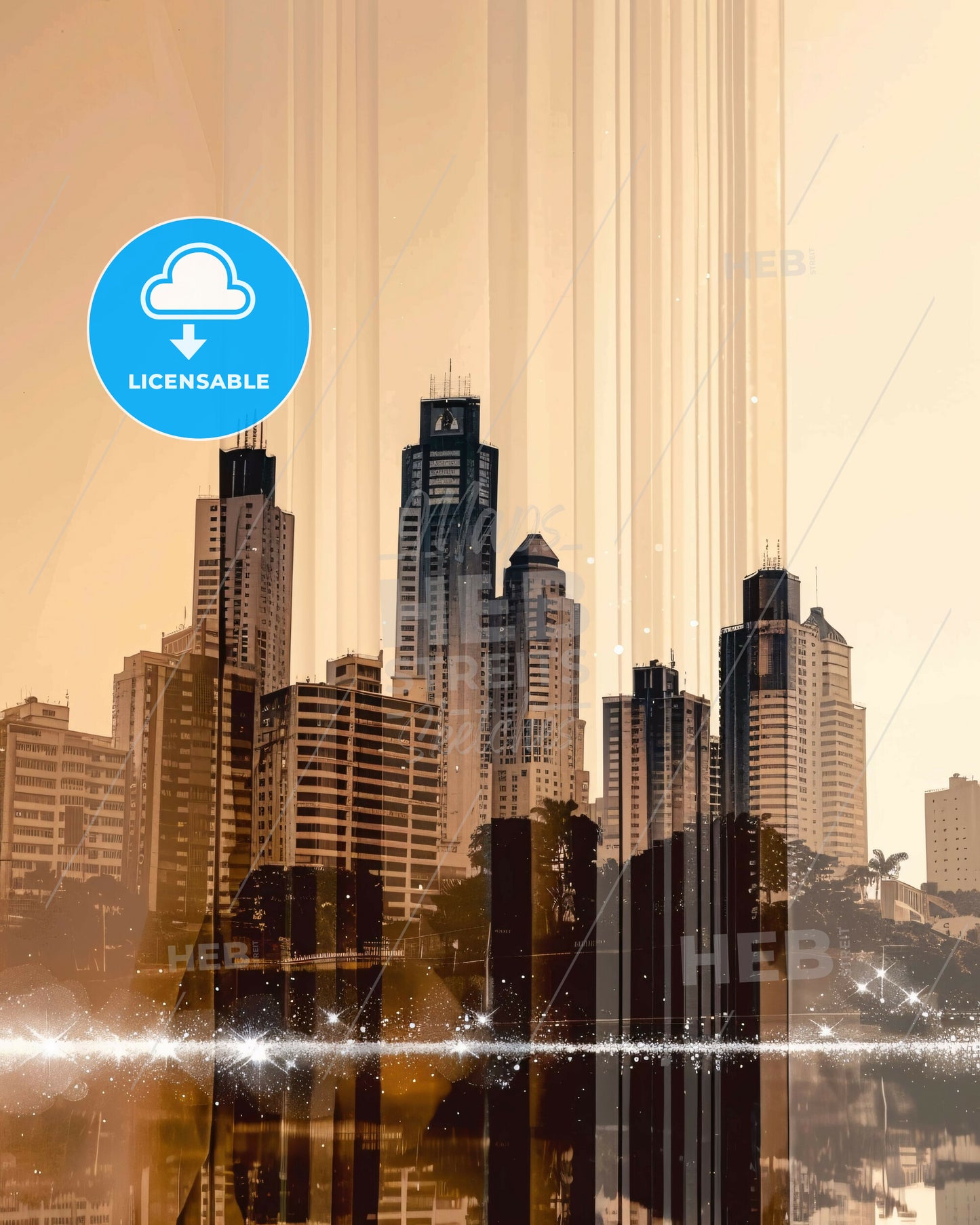 Natal City Skyline Poster Art Local Icons Bright Beige - A city skyline with many tall buildings