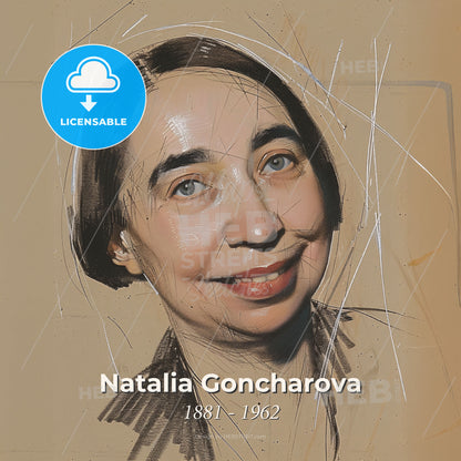 Natalia Goncharova, 1881 - 1962, Russian painter and costume designer - A Drawing Of A Woman Print Template