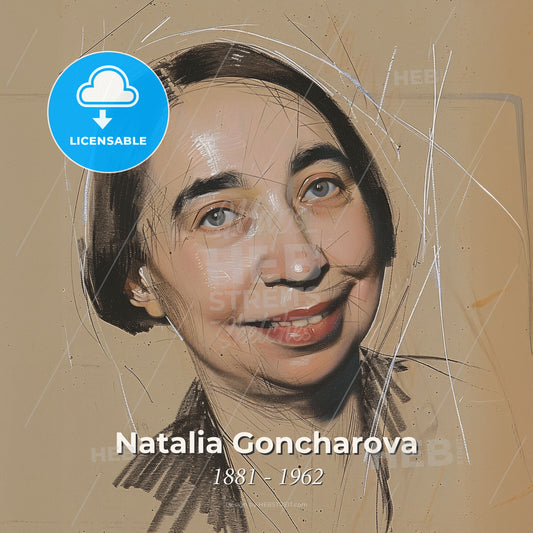 Natalia Goncharova, 1881 - 1962, Russian painter and costume designer - A Drawing Of A Woman Print Template