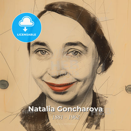 Natalia Goncharova, 1881 - 1962, Russian painter and costume designer - A Drawing Of A Woman Print Template