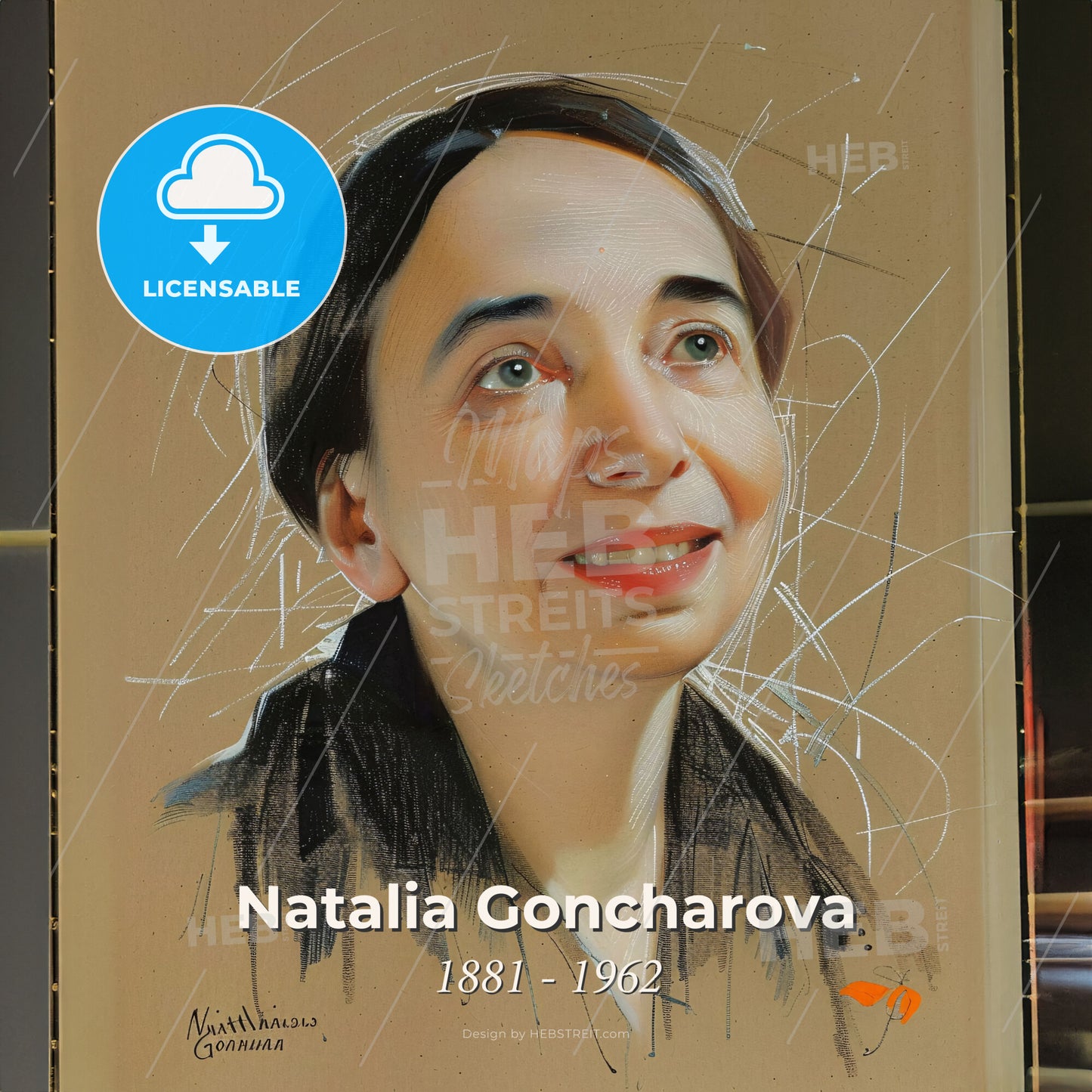 Natalia Goncharova, 1881 - 1962, Russian painter and costume designer - A Painting Of A Woman Print Template